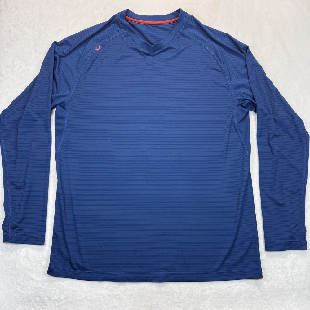 Rhone Mens Long Sleeve Training Shirt Athletic Stretch Blue Size Large READ